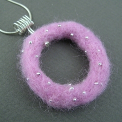 YOJ09-01 Needle Felted Circle Pendant